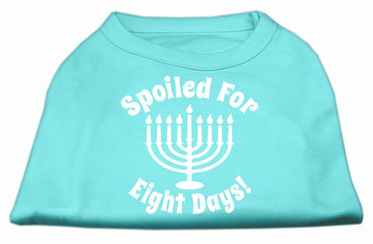 Camiseta para perros y gatos de Hanukkah con serigrafía que dice "Mimados durante ocho días"