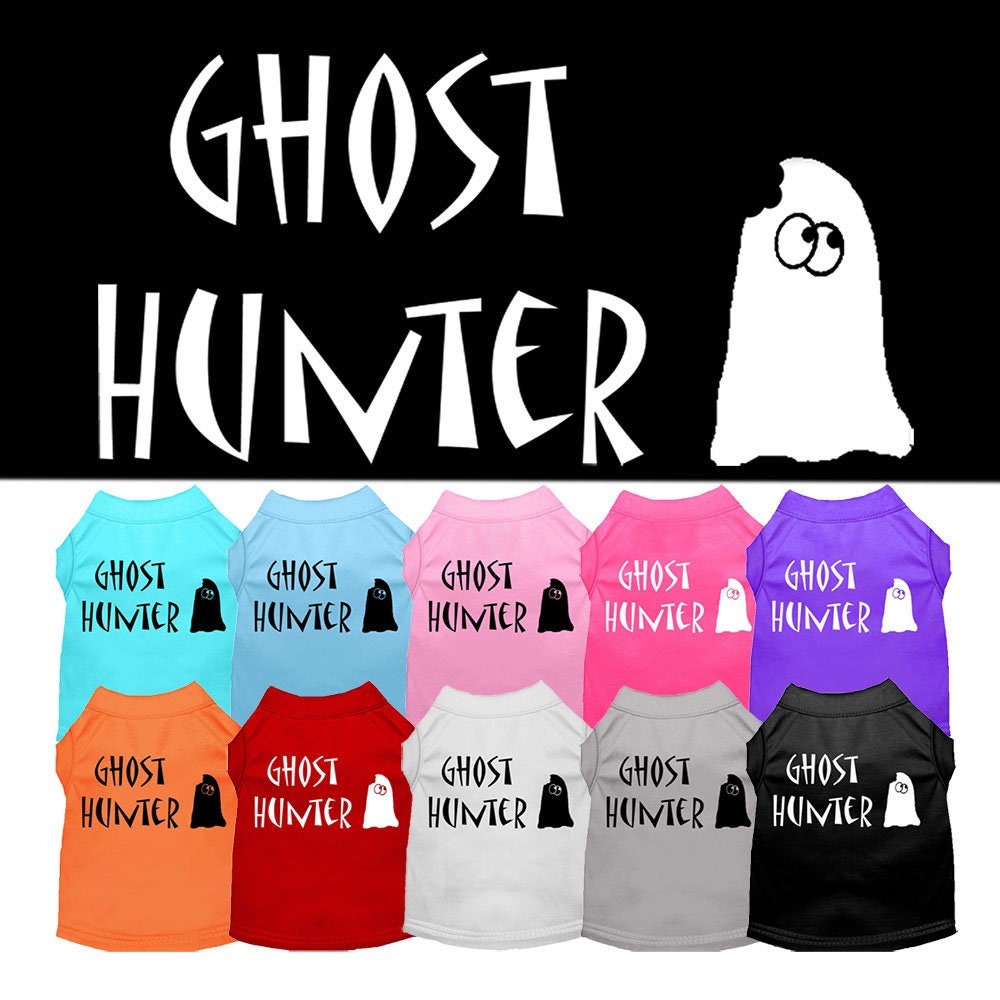 Camiseta de Halloween para perros y gatos con serigrafía "Ghost Hunter"