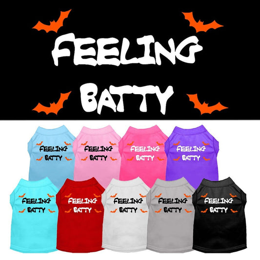 Camiseta de Halloween para perros y gatos con serigrafía "Feeling Batty"