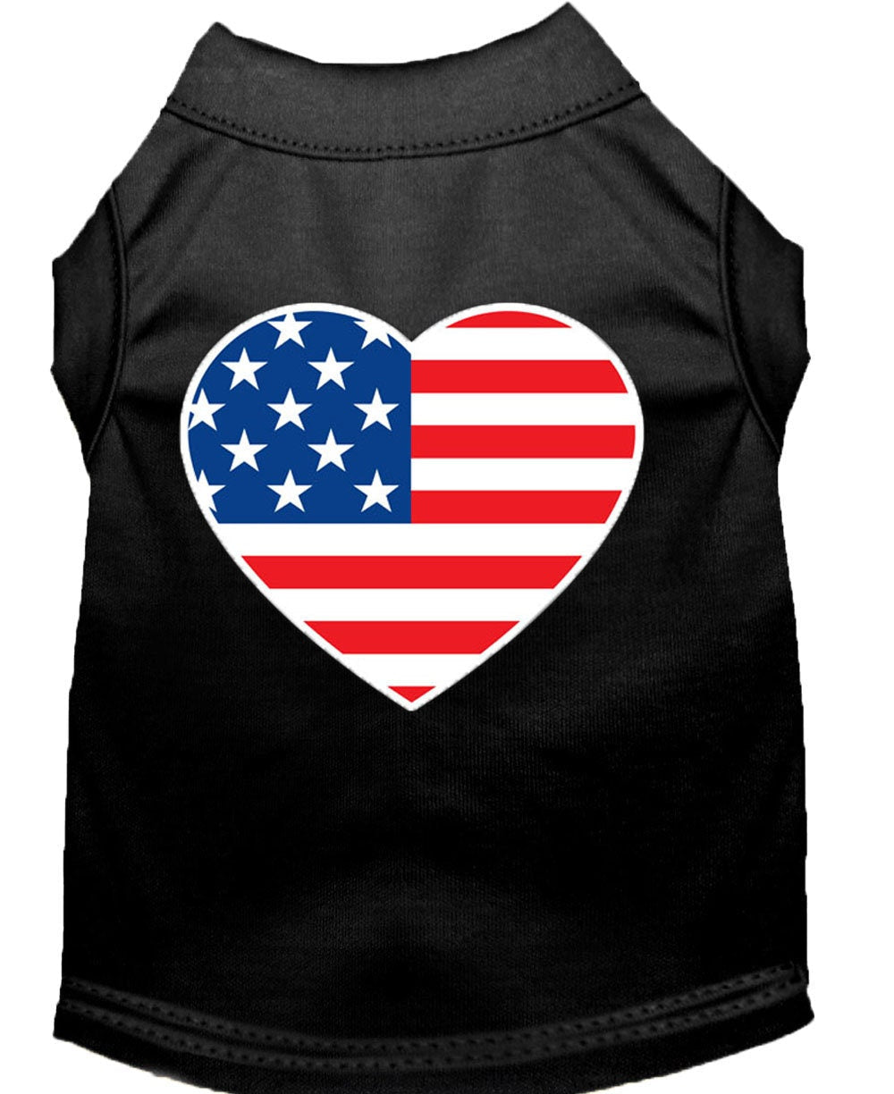 Pet Dog & Cat Shirt Screen Printed, "American Flag Heart"