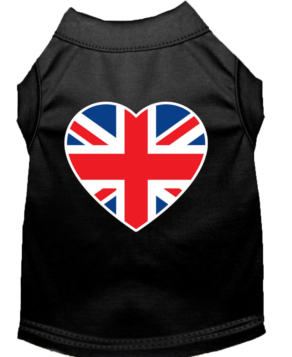 Pet Dog & Cat Shirt Screen Printed, "British Flag Heart"