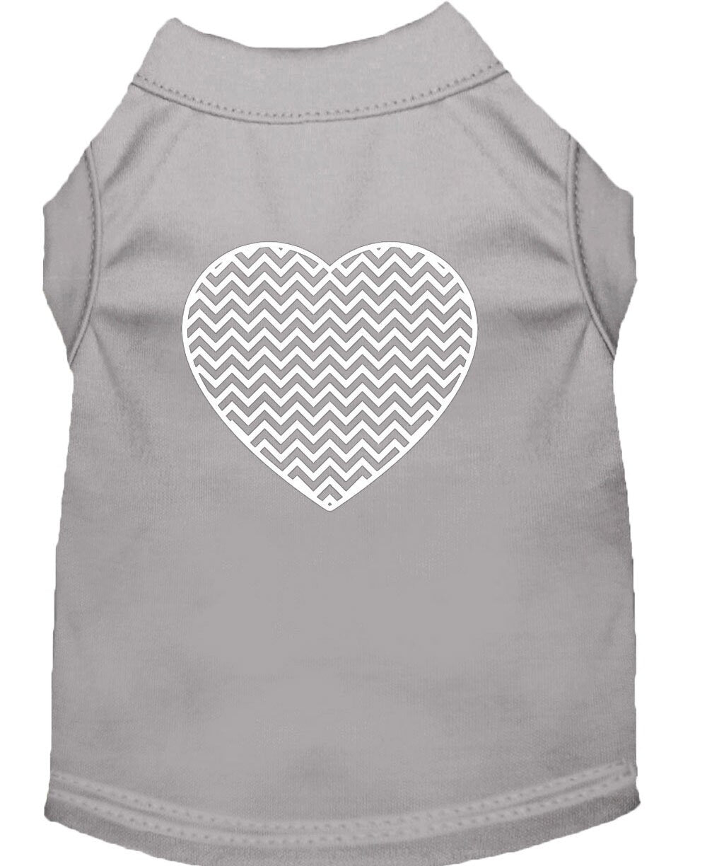 Pet Dog & Cat Shirt Screen Printed, "Chevron Heart"