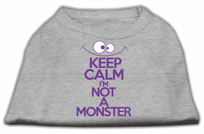 Pet Dog & Cat Shirt Screen Printed, "Keep Calm I'm Not A Monster"