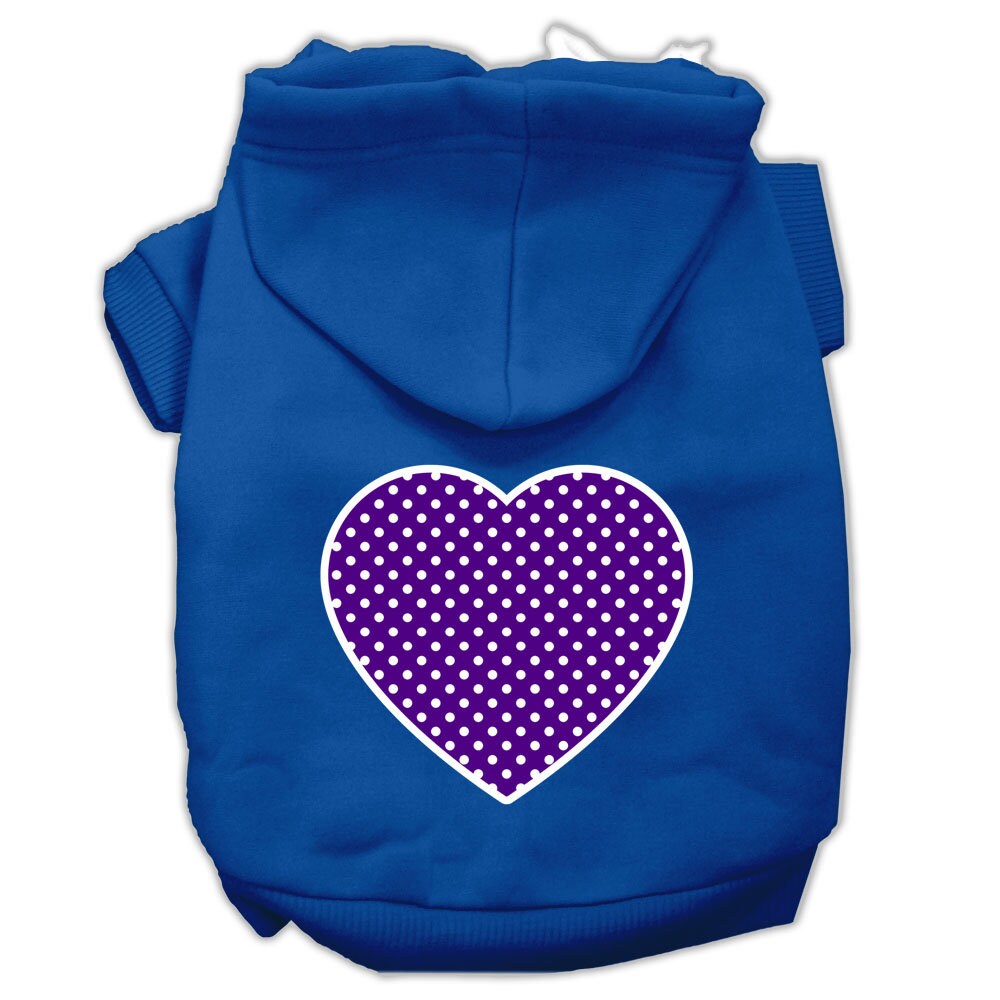 Pet Dog & Cat Hoodie Screen Printed, "Purple Swiss Dots Heart"