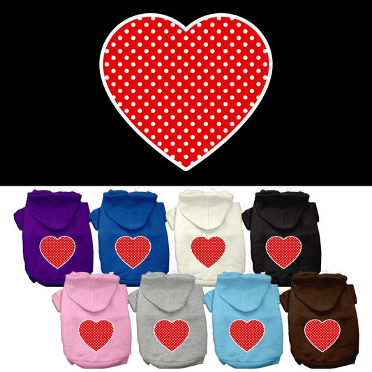 Pet Hoodie "Red Swiss Dots Heart"