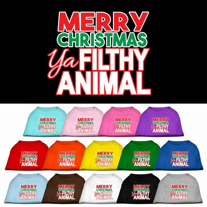 Holiday Pet Dog & Cat Shirt Screen Printed, "Merry Christmas Ya Filthy Animal"