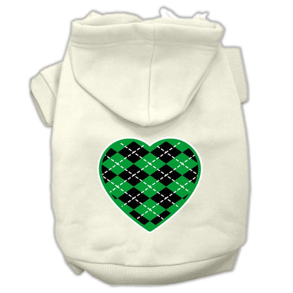 Sudadera con capucha para perros y gatos con estampado serigrafiado "Corazón de rombos verdes"