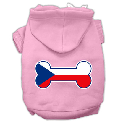 Pet, Dog & Cat Hoodie Screen Printed, "Bone Shaped Czech Republic Flag"