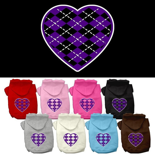 Pet Hoodie "Purple Argyle Heart"