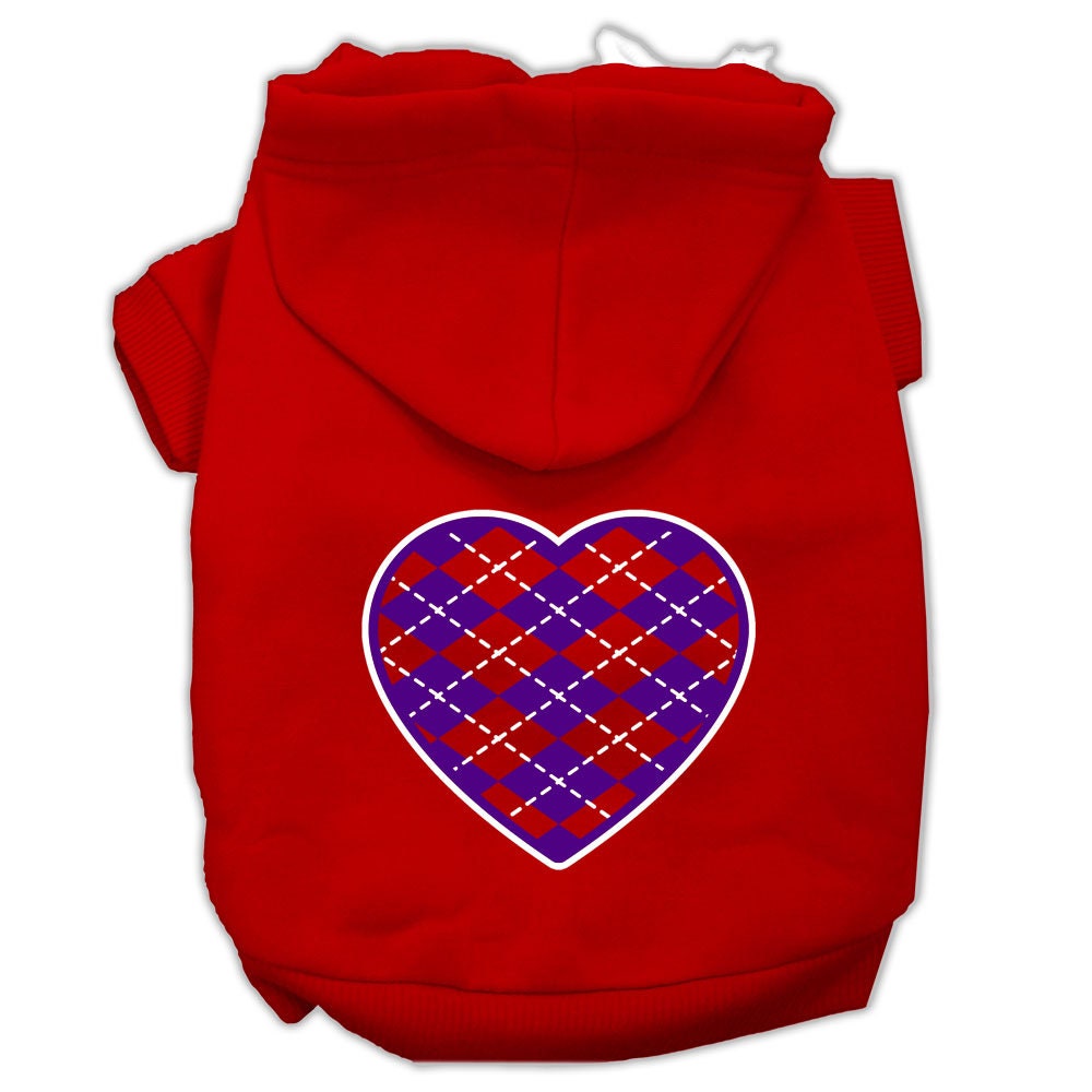 Pet Hoodie "Purple Argyle Heart"