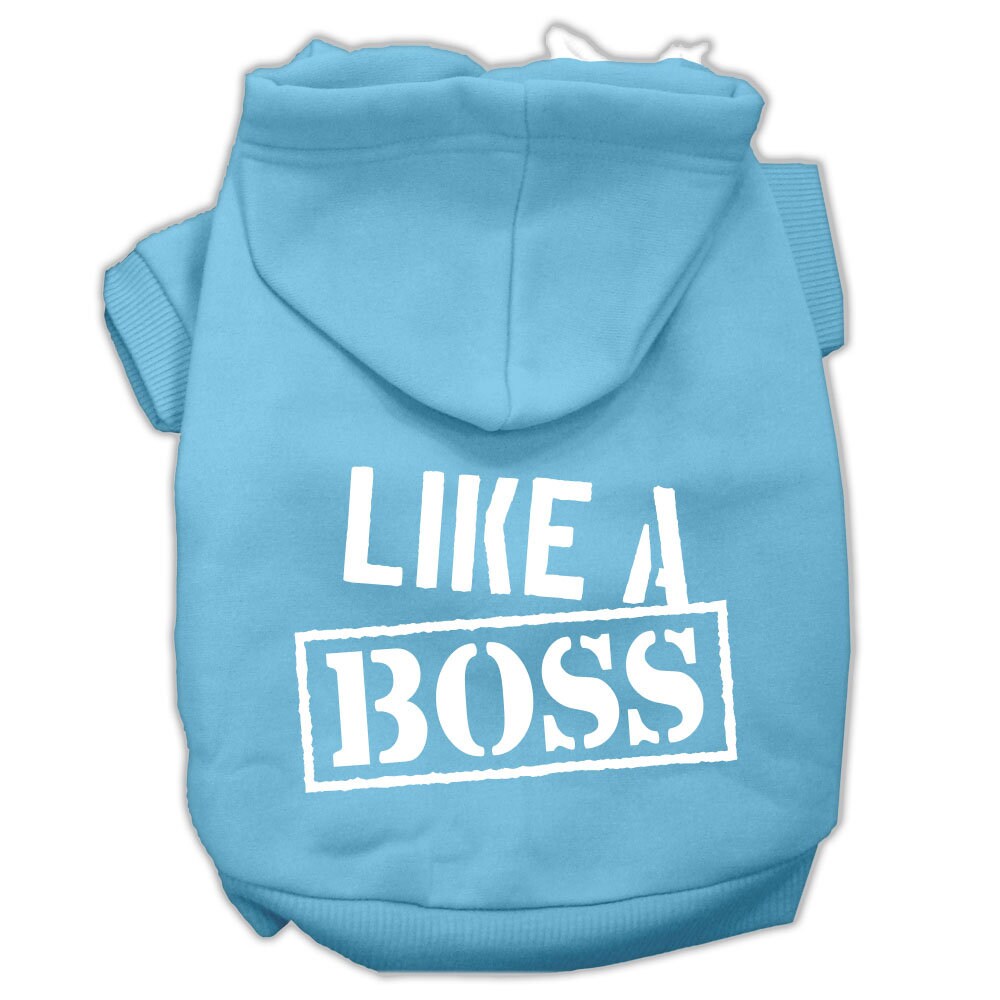 Sudadera con capucha para mascotas, perros y gatos serigrafiada con la frase "Like A Boss"