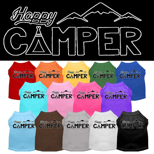 Pet Dog & Cat Shirt Screen Printed, "Happy Camper"