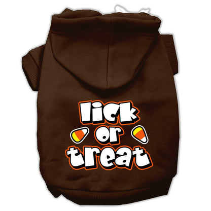 Sudadera con capucha para Halloween para mascotas, perros y gatos serigrafiada con la frase "Lick or Treat"