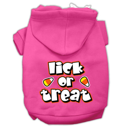 Sudadera con capucha para Halloween para mascotas, perros y gatos serigrafiada con la frase "Lick or Treat"