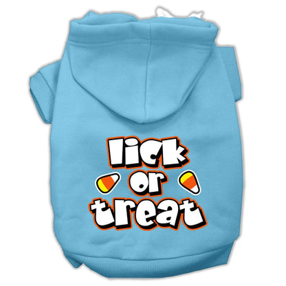 Sudadera con capucha para Halloween para mascotas, perros y gatos serigrafiada con la frase "Lick or Treat"