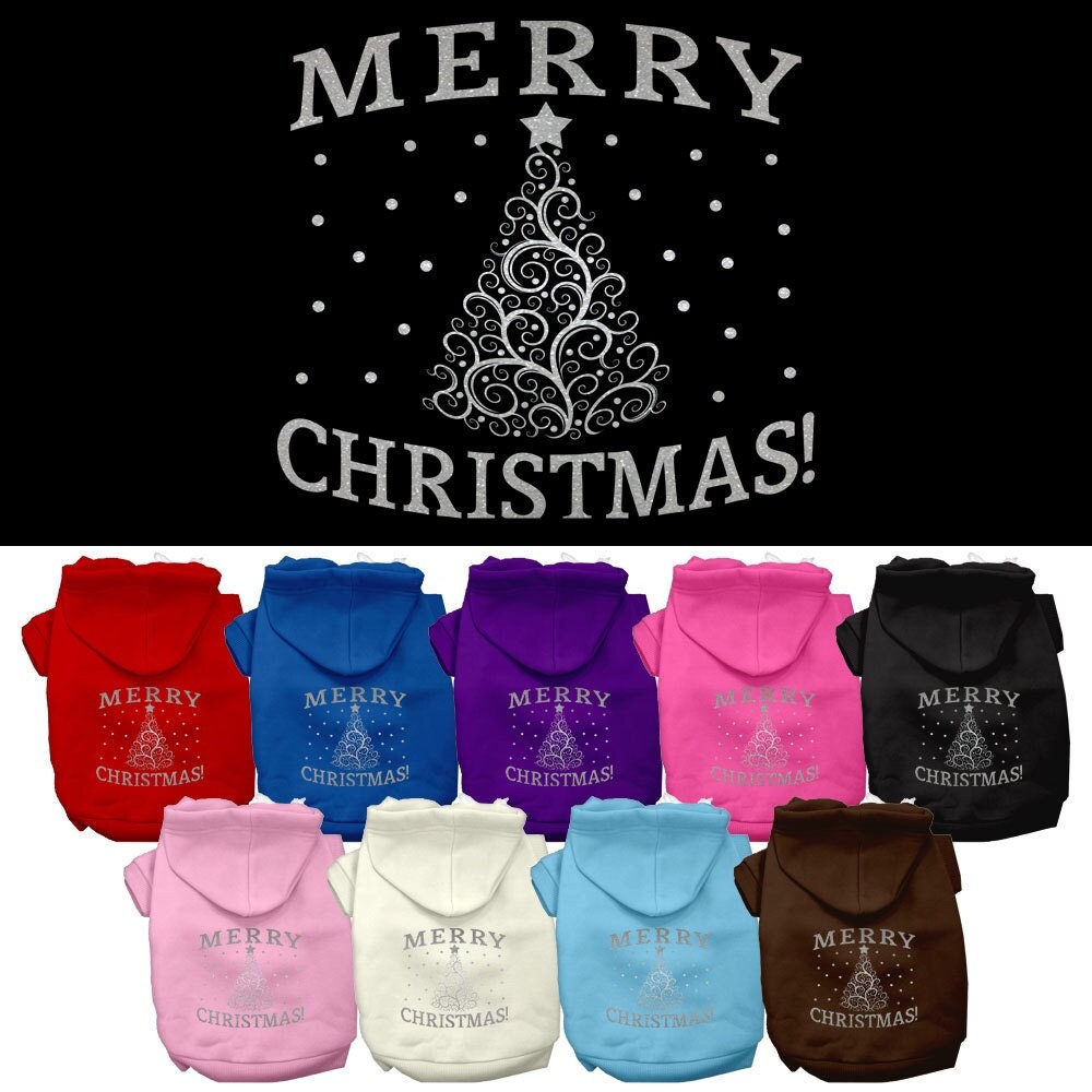 Christmas Pet Dog & Cat Hoodie Screen Printed, "Shimmer Christmas Tree"