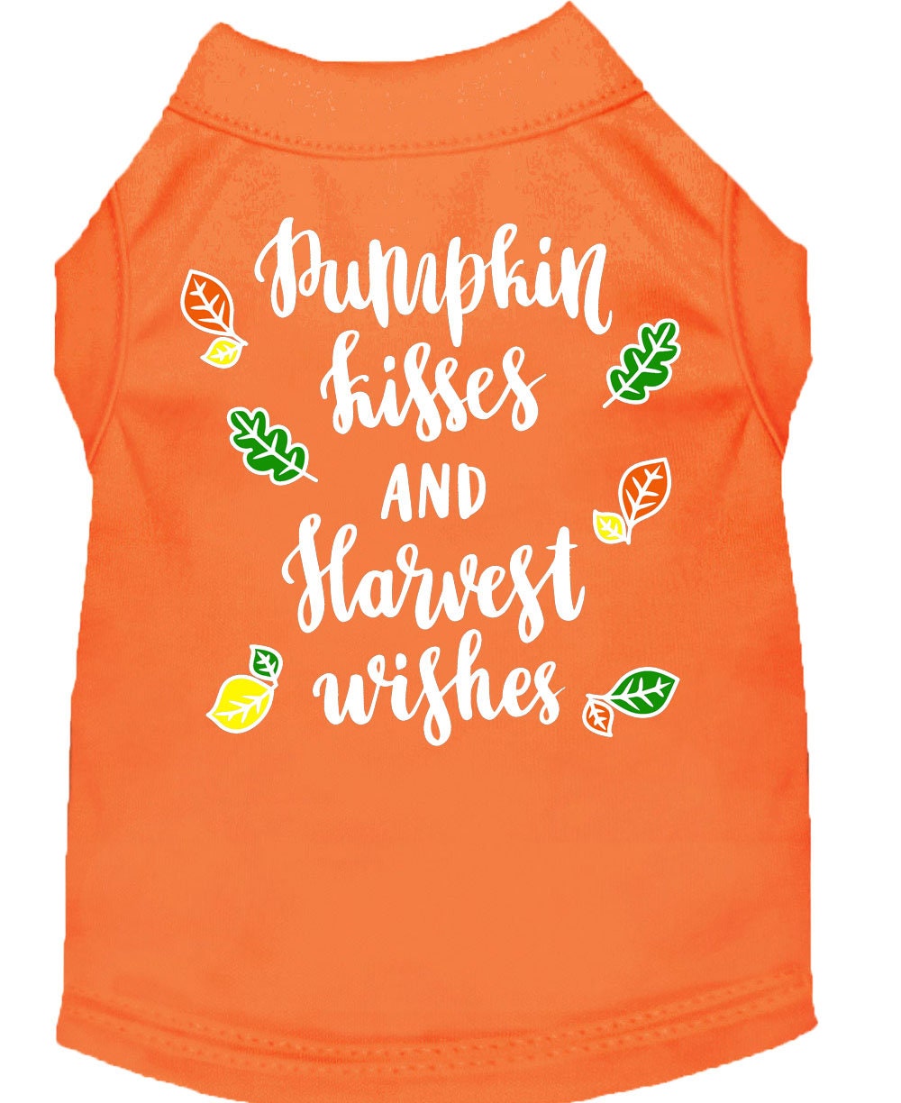 Camiseta para perros y gatos con serigrafía "Pumpkin Kisses &amp; Harvest Wishes"