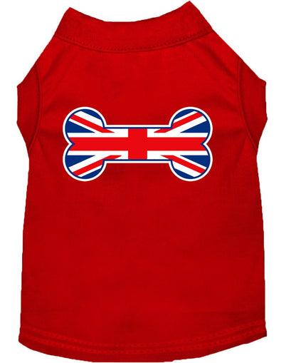 Pet Dog & Cat Shirt Screen Printed, "Bone Shaped United Kingdom Flag"