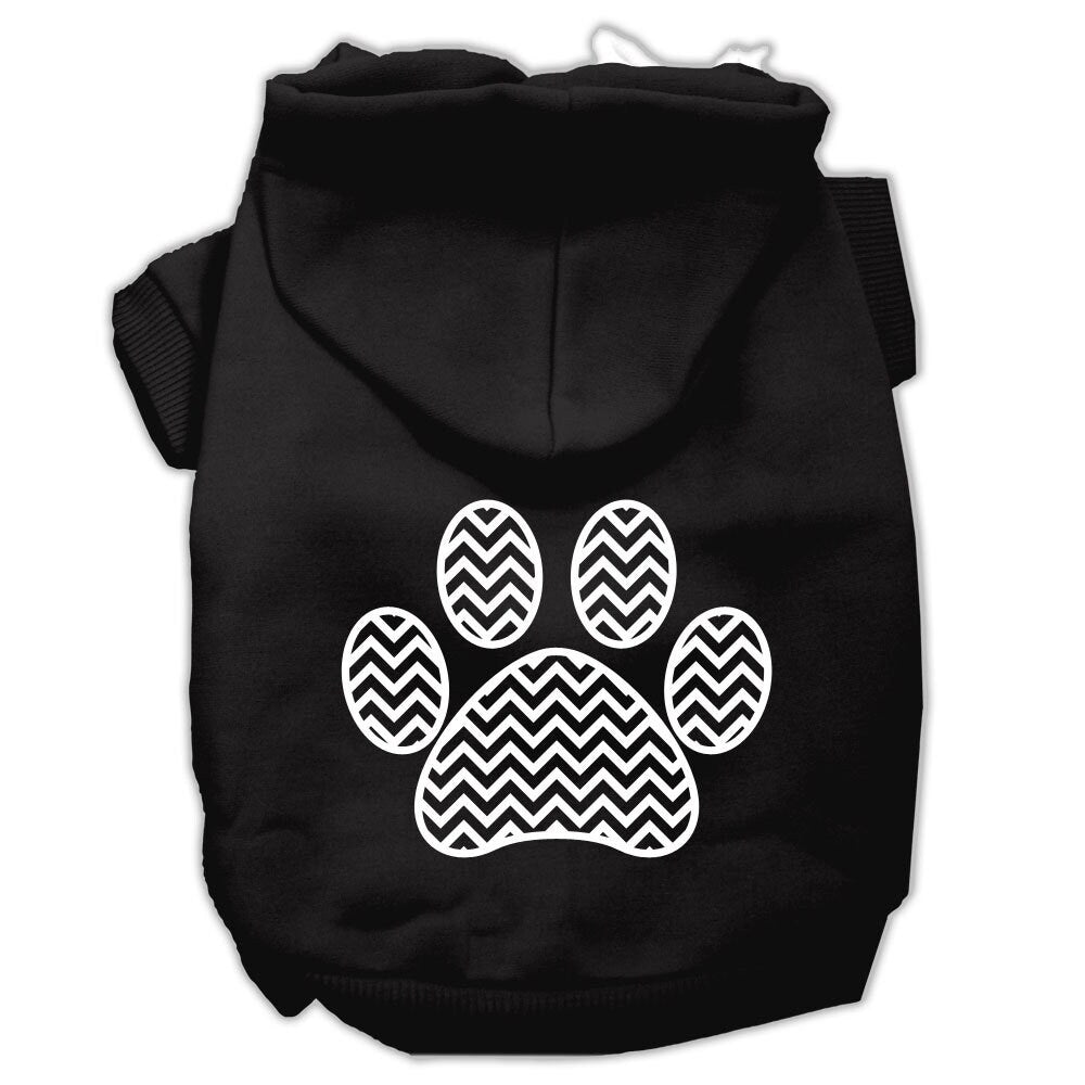 Sudadera con capucha para perros y gatos con estampado serigrafiado "Chevron Paw Print"