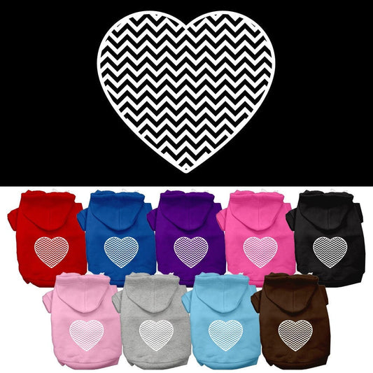 Pet Hoodie Screen Printed, "Chevron Heart"
