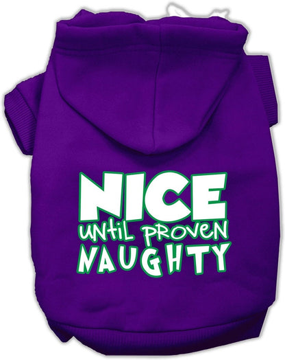 Christmas Pet, Dog & Cat Hoodie Screen Printed, "Nice Until Proven Naughty"