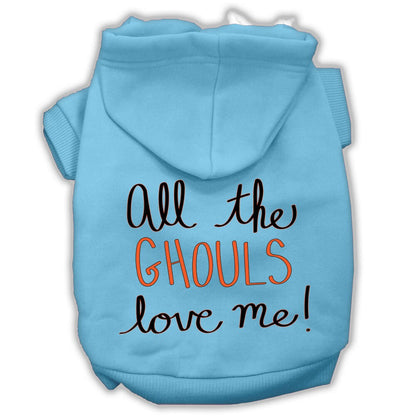 Sudadera con capucha para Halloween para mascotas, perros y gatos con serigrafía "All The Ghouls Love Me"