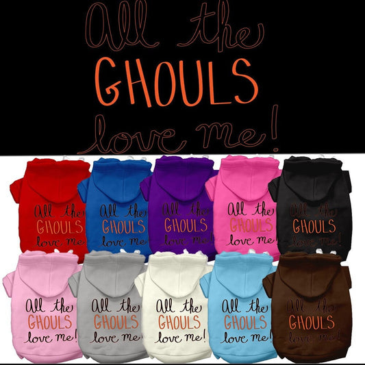 Sudadera con capucha para Halloween para mascotas, perros y gatos con serigrafía "All The Ghouls Love Me"