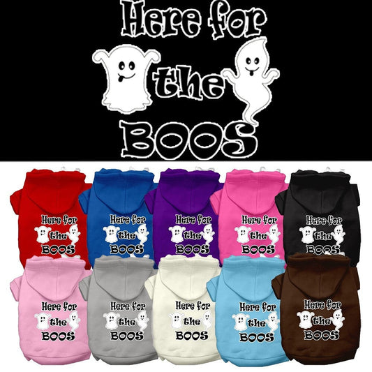 Sudadera con capucha para Halloween para mascotas, perros y gatos con serigrafía "Here For The Boos"