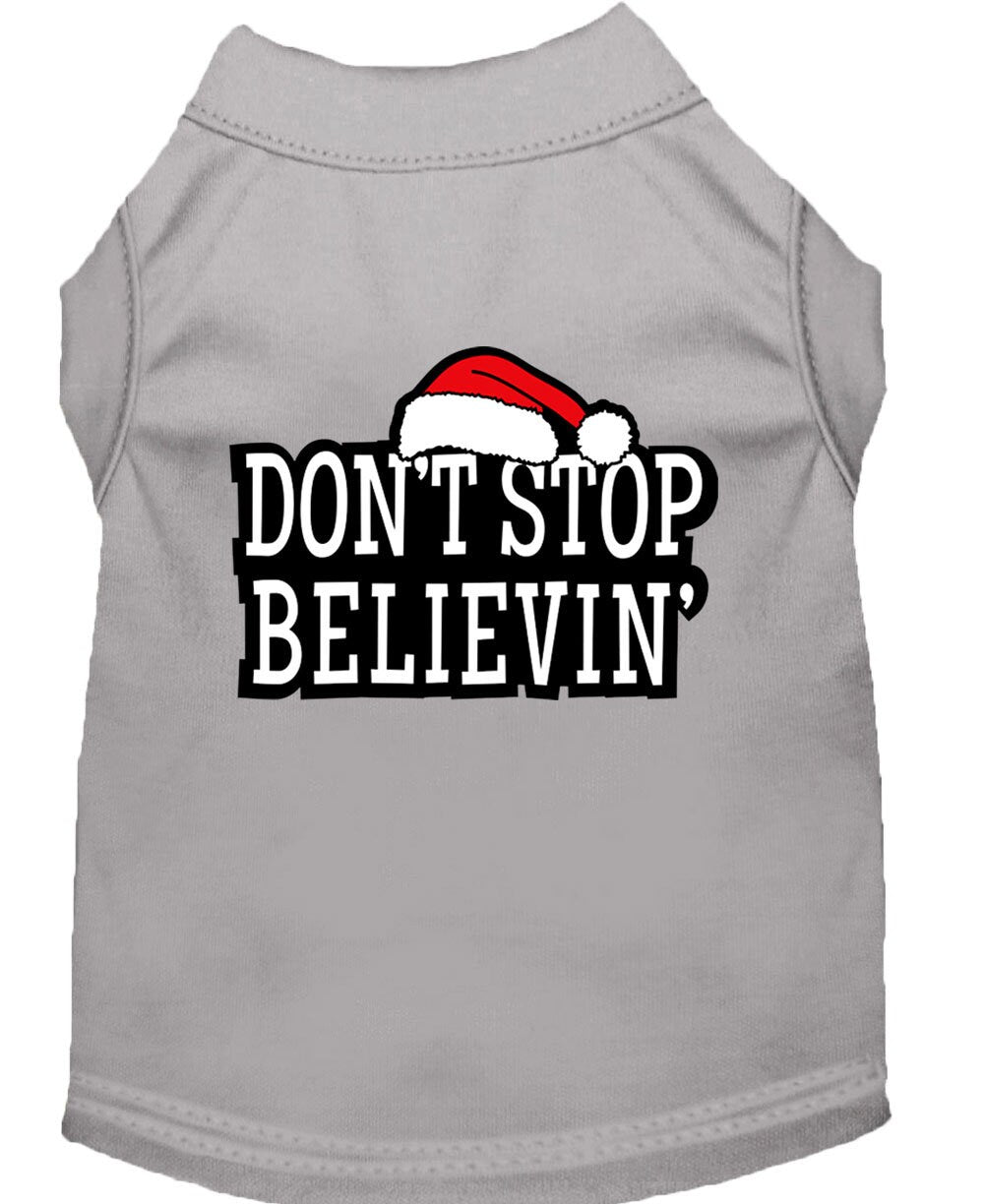 Christmas Screenprinted Dog Shirt, "Don't Stop Believin"