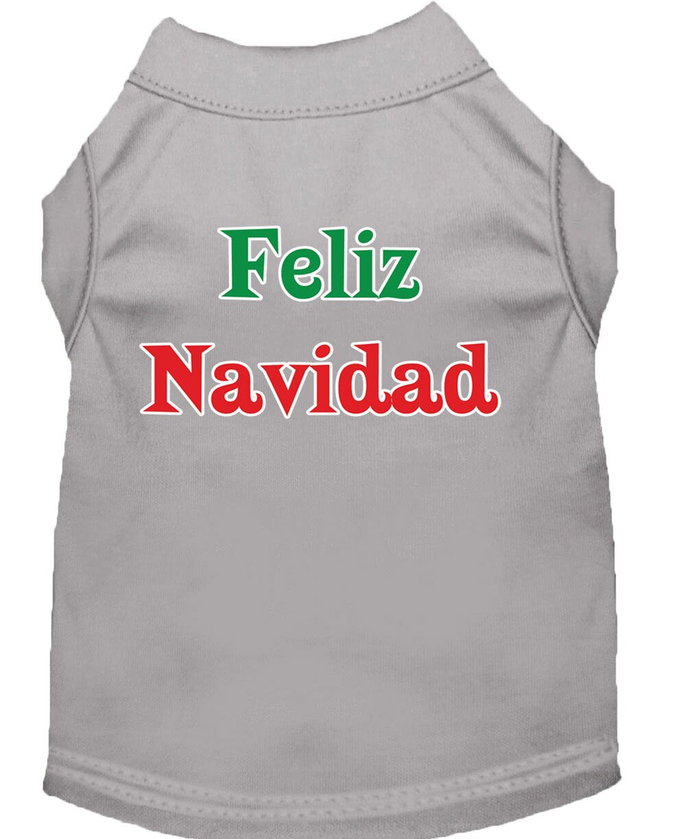 Christmas Screenprinted Dog Shirt, "Feliz Navidad"