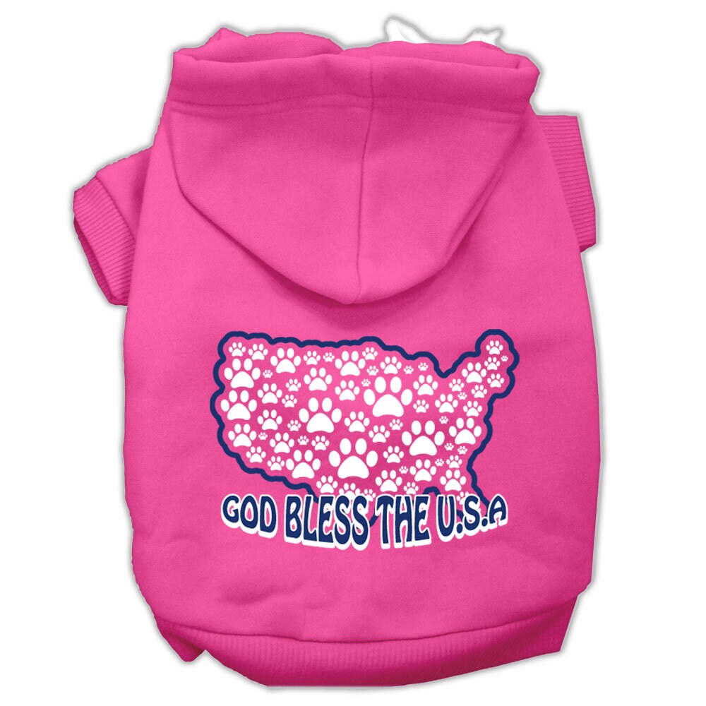 Sudadera con capucha para mascotas, perros y gatos serigrafiada con la frase "God Bless The USA"