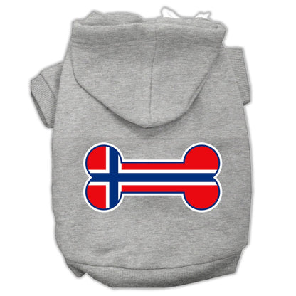 Sudadera con capucha para mascotas, perros y gatos serigrafiada con la bandera de Noruega en forma de hueso