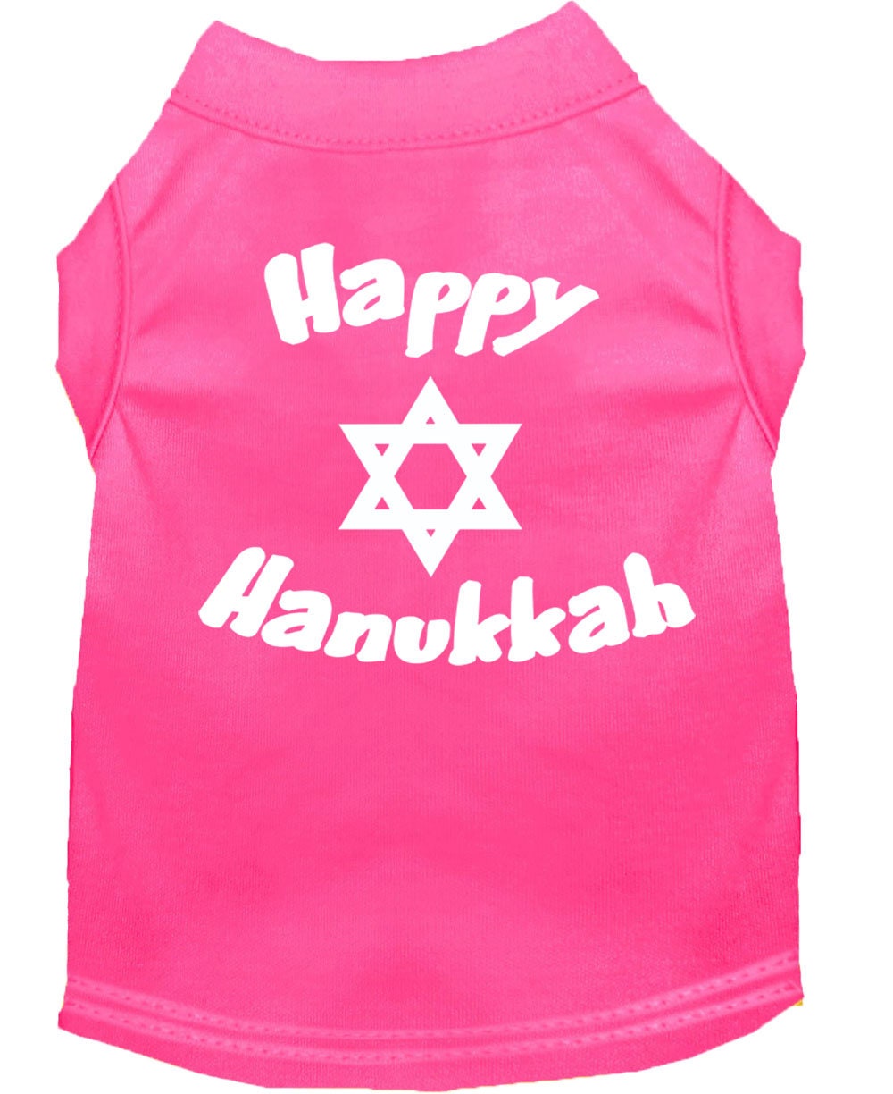 Camiseta para perros y gatos de Hanukkah serigrafiada con la frase "Happy Hanukkah"