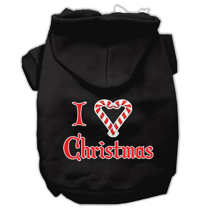 Christmas Pet Dog & Cat Hoodie Screen Printed, "I Heart Christmas"