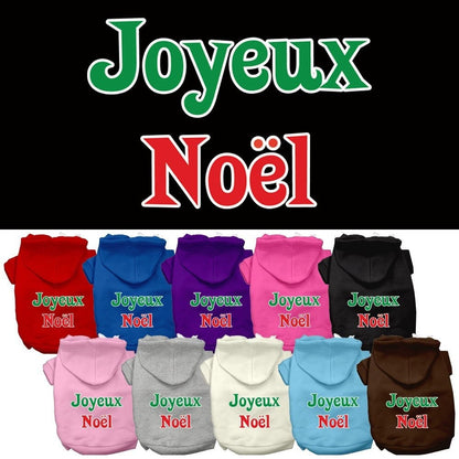 Christmas Pet Dog & Cat Hoodie Screen Printed, "Joyeux Noel"