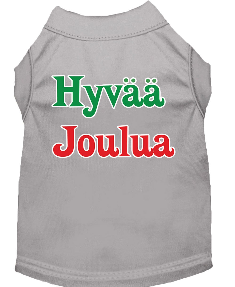 Christmas Screenprinted Dog Shirt, "Hyvaa Joulua"