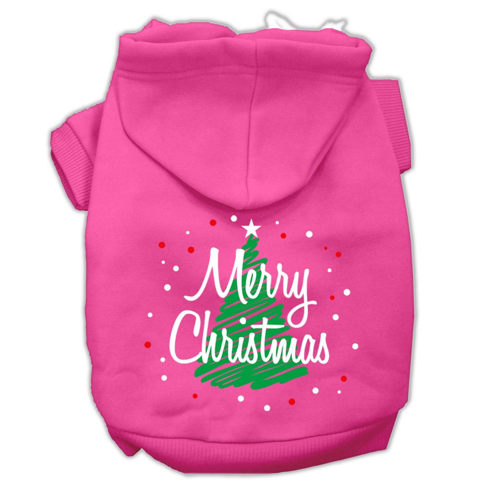 Christmas Pet, Dog & Cat Hoodie Screen Printed, "Scribble Merry Christmas"