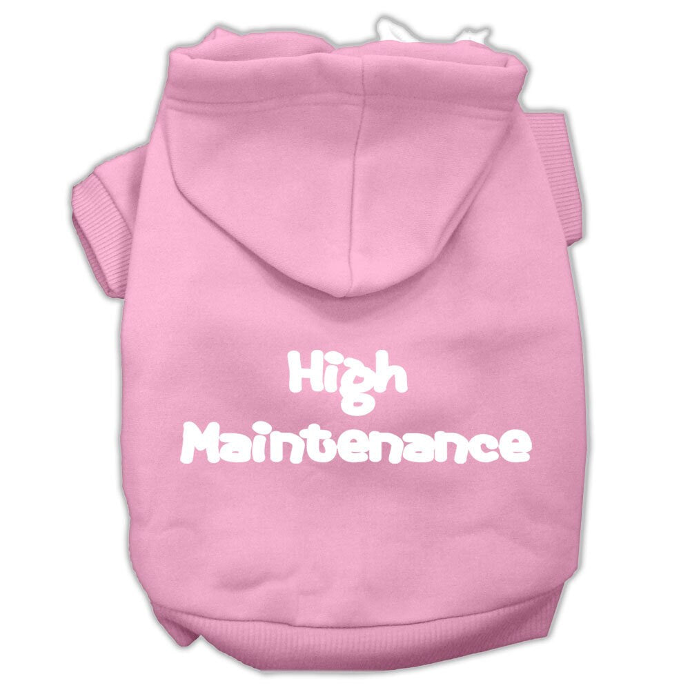 Sudadera con capucha para mascotas, perros y gatos serigrafiada con la frase "High Maintenance"