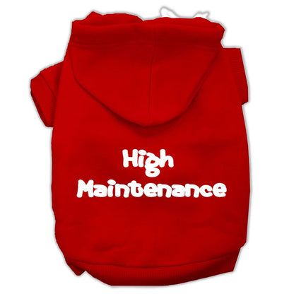 Sudadera con capucha para mascotas, perros y gatos serigrafiada con la frase "High Maintenance"