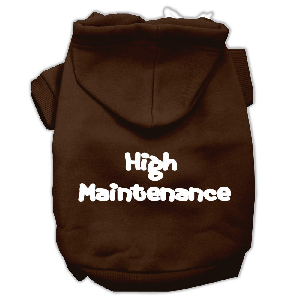 Sudadera con capucha para mascotas, perros y gatos serigrafiada con la frase "High Maintenance"