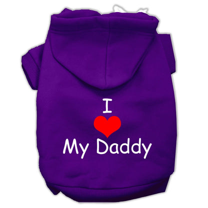 Pet, Dog & Cat Hoodie Screen Printed, "I Love My Daddy"