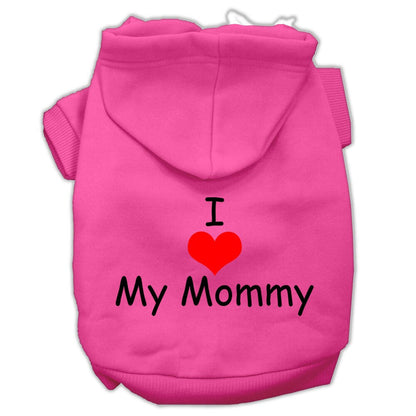 Pet, Dog & Cat Hoodie Screen Printed, "I Love My Mommy"