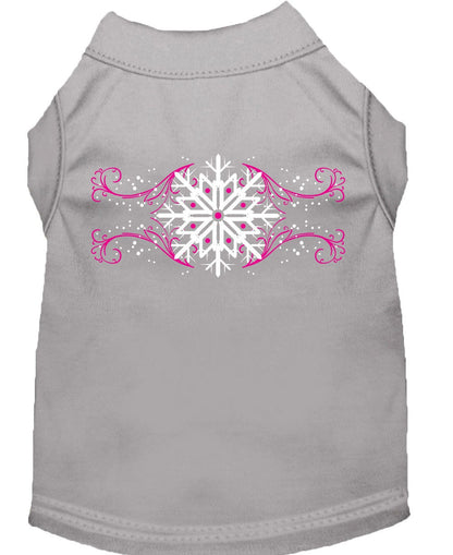 Christmas Screenprinted Dog Shirt, "Pink Snowflake Swirls"