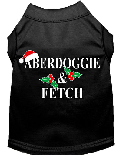 Christmas Screenprinted Dog Shirt, "Aberdoggie & Fetch"