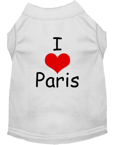 Pet Dog & Cat Shirt Screen Printed, "I Love Paris"