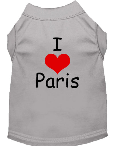 Pet Dog & Cat Shirt Screen Printed, "I Love Paris"