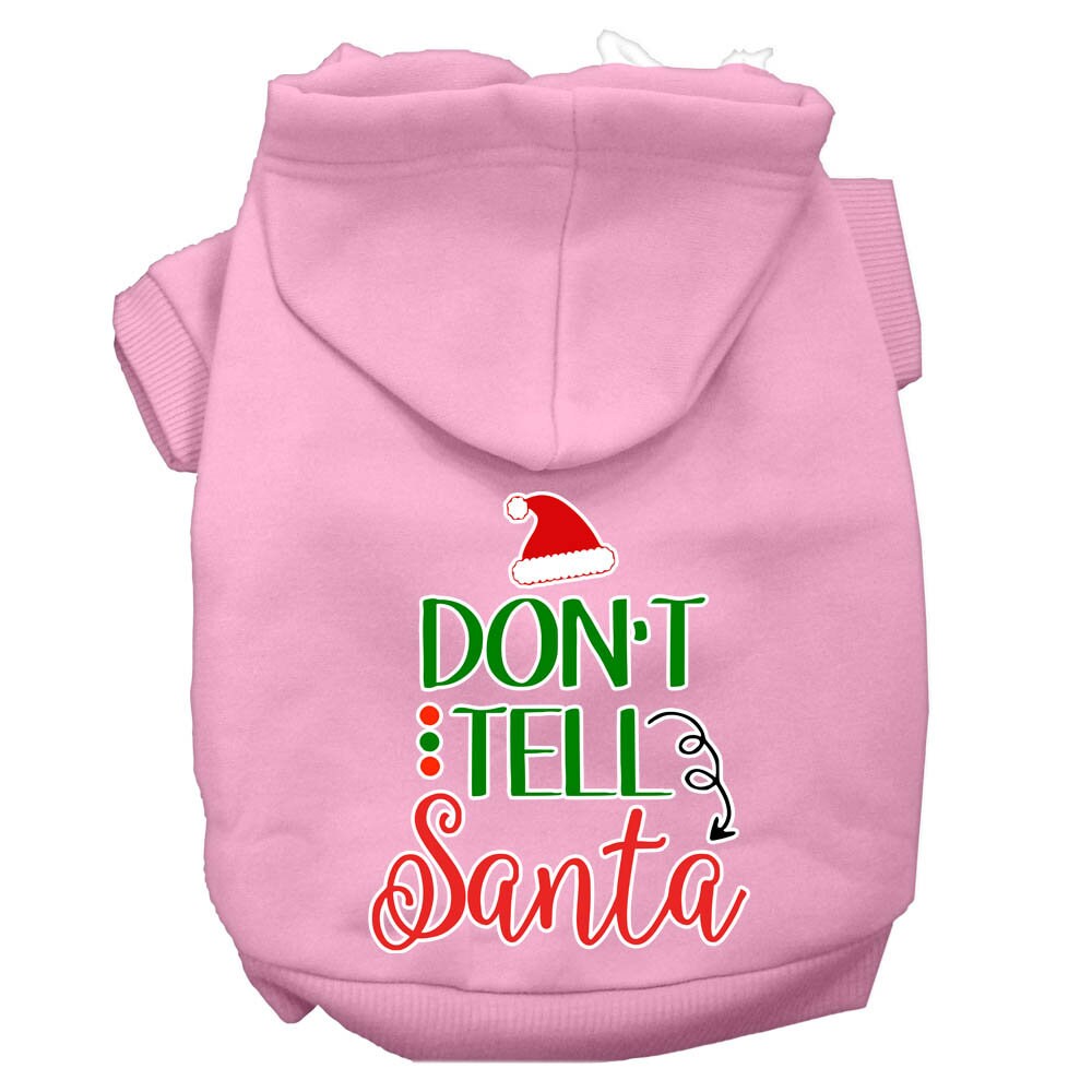 Christmas Pet Dog & Cat Hoodie Screen Printed, "Don't Tell Santa"