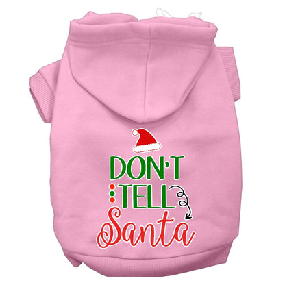 Christmas Pet Dog & Cat Hoodie Screen Printed, "Don't Tell Santa"