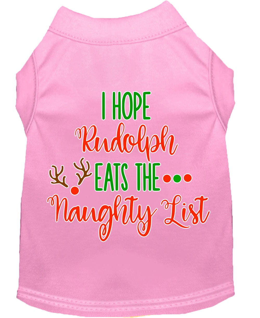 Christmas Pet Dog & Cat Shirt Screen Printed, "I Hope Rudolph Eats The Naughty List"