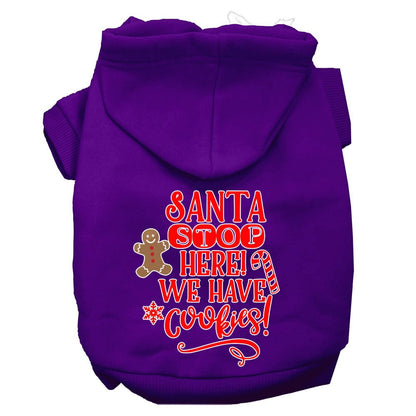 Christmas Pet Hoodie Screen Printed, "Santa Stop Here, We Have Cookies"